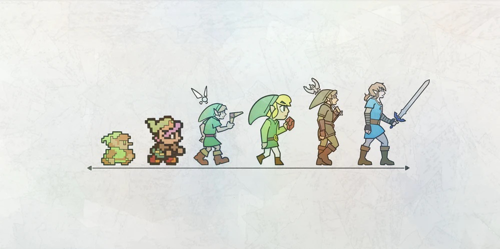 Variations of Link from past Legend of Zelda titles.