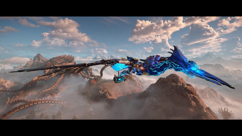 Aloy finally gets to mount an airborne Machine by the end of the game.