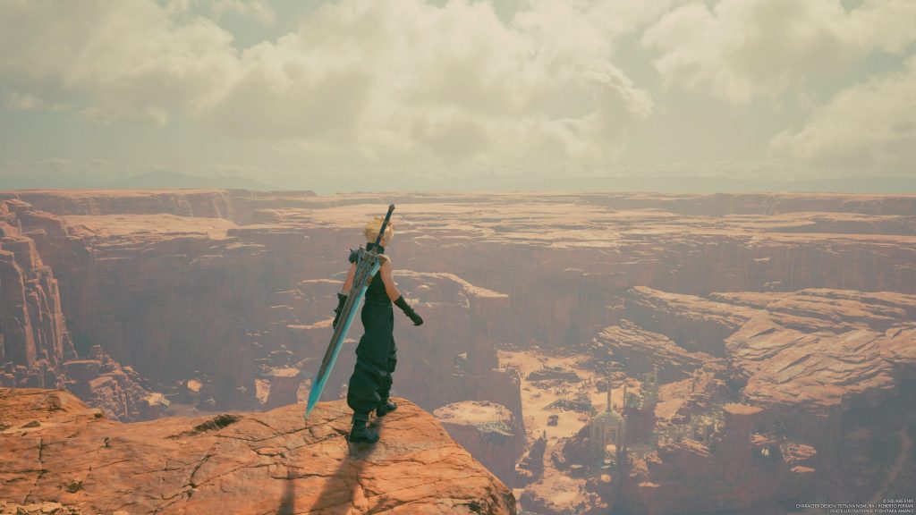 Cloud overlooking the Cosmo Canyon in FInal Fantasy 7 Rebirth