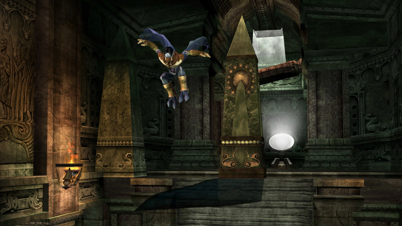 Legacy of Kain Soul Reaver Raziel Gliding Across ruin chasm