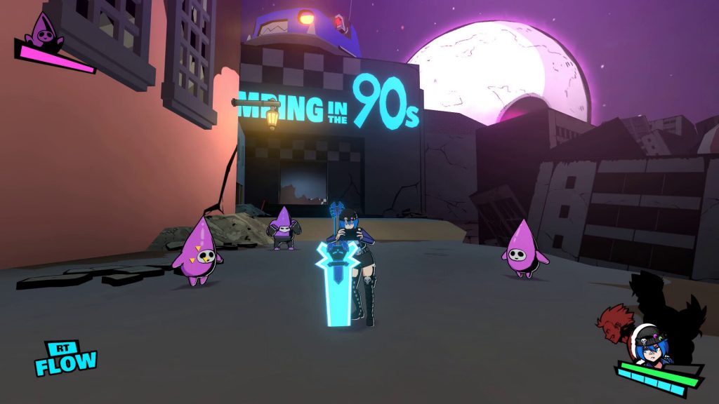 Blue from 'Genokids' chilling with some enemies.