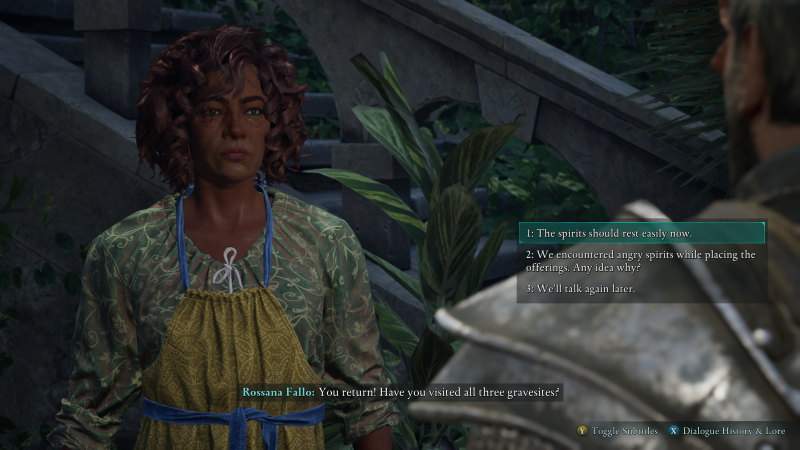 Avowed Dialogue scene in Fior town