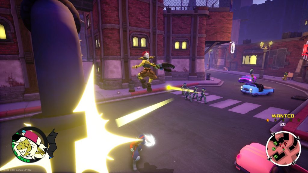 The GTA inspired Wanted System of 'GearGrit' in action, showing Tansy avoiding gunfire from some guards.