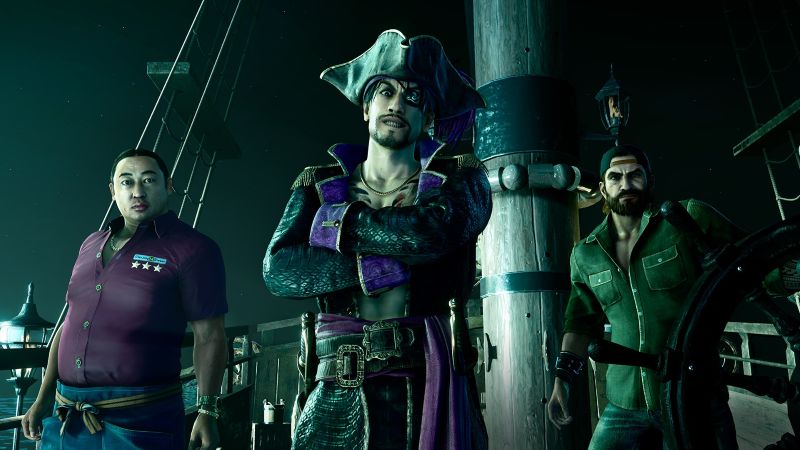 Majima and crew in Like a Dragon Pirate Yakuza in Hawaii
