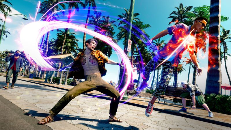 Majima Goro In Like a Dragon Pirate Yakuza attacking an enemy