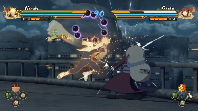 Naruto fighting against Gaara with Naruto delivering a punch
