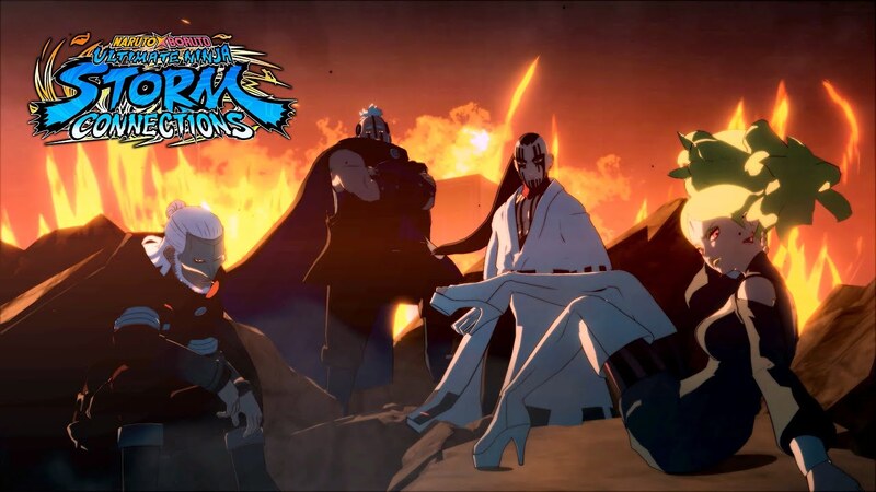 Kashin Koji, Boro, Jigen, and Delta from Boruto with fire in the background
