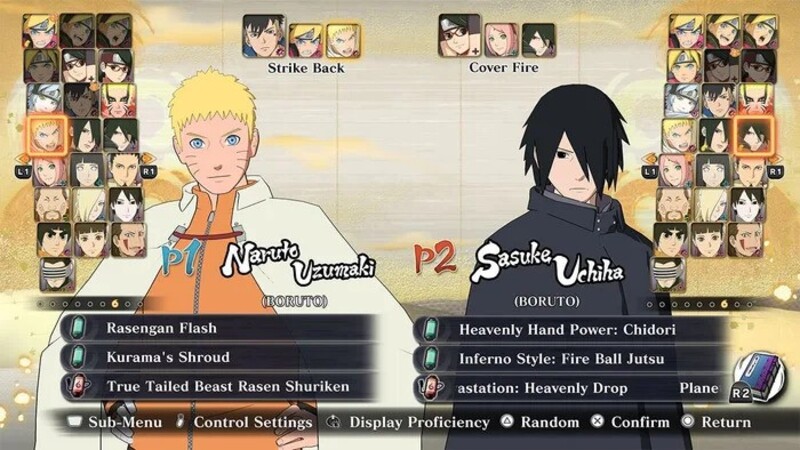 The team member selections screen 