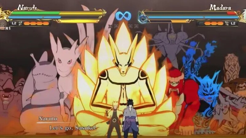 Naruto and Sasuke Ultimate Team Jutsu featuring all the tailed beasts