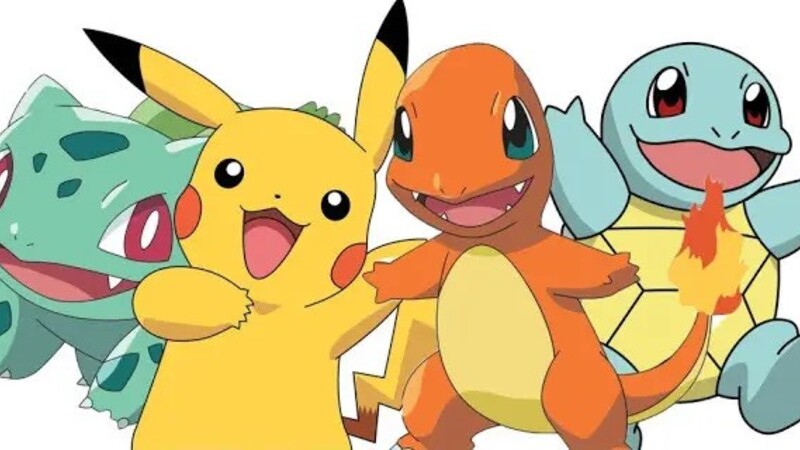 Bulbasaur, Pikachu, Charmander, and Squirtle