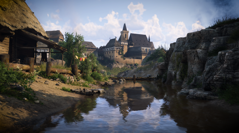 Kingdom Come Deliverance 2 shot of a manor overlooking a stream