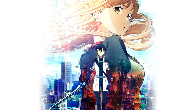 Kirito and Asuna on the title poster for Sword Art Online Ordinal Scale