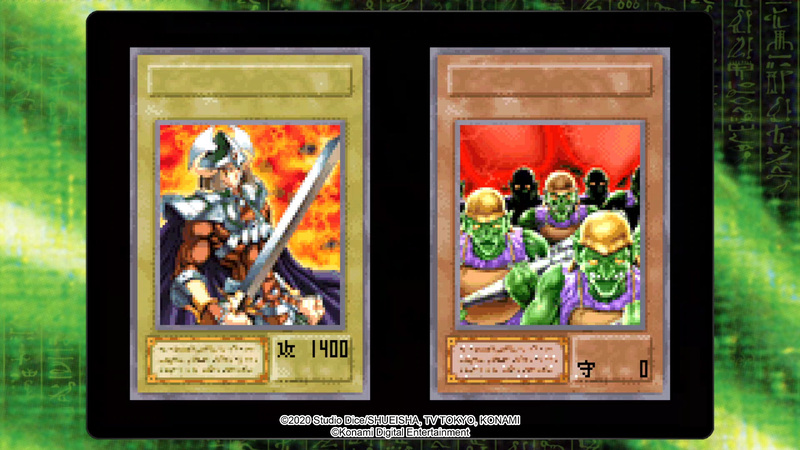 Yu-Gi-Oh Duel Monsters game with Celtic Guardian and Goblin Attack Force