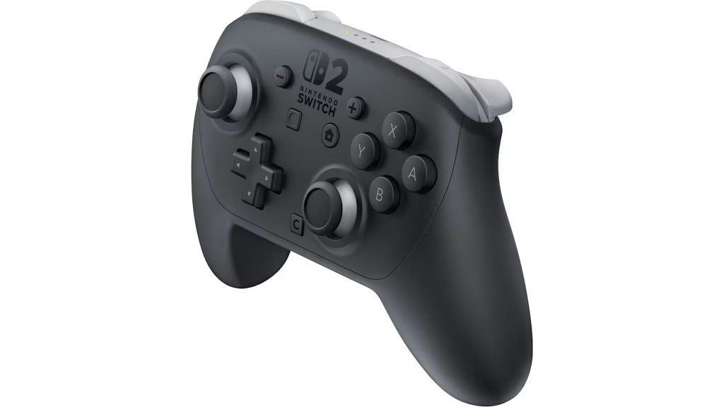 A side-profile view of the Nintendo Switch 2 Pro Controller.