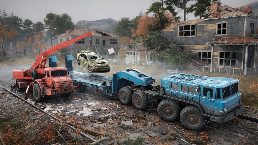 Picking up a destroyed car for disposal in 'Roadcraft'.