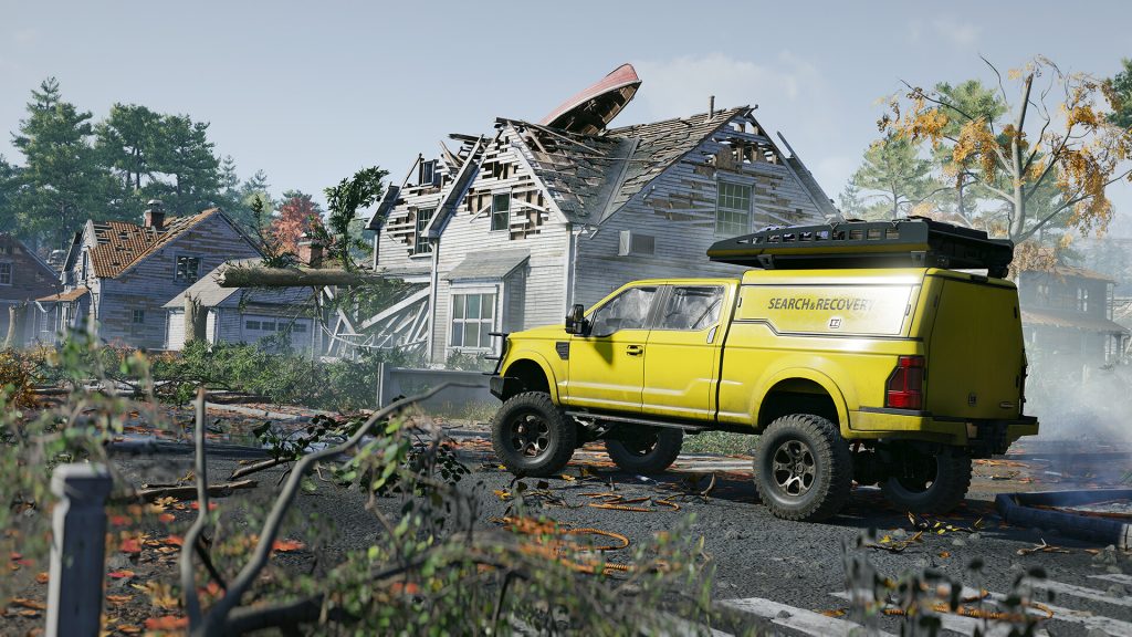 One of the many vehicles players can use to repair ravaged locations in 'Roadcraft'.