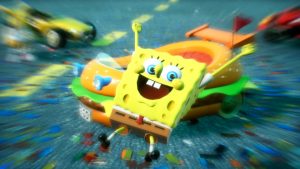 SpongeBob celebrating a well-earned win.