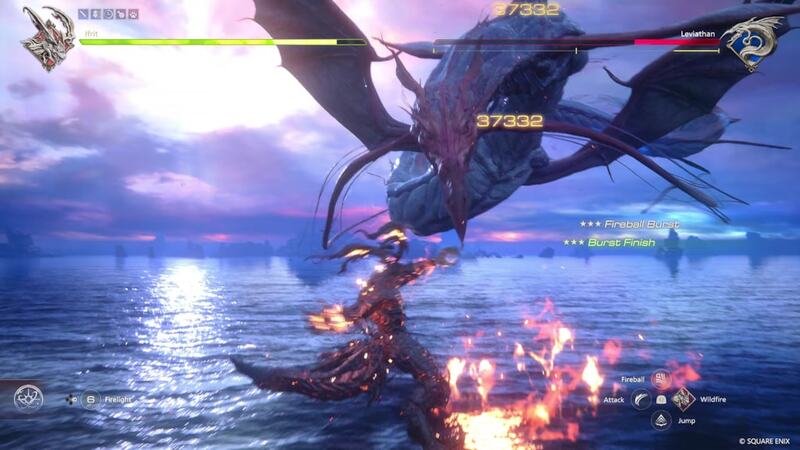 Ifrit fighting against Leviathan in the DLC