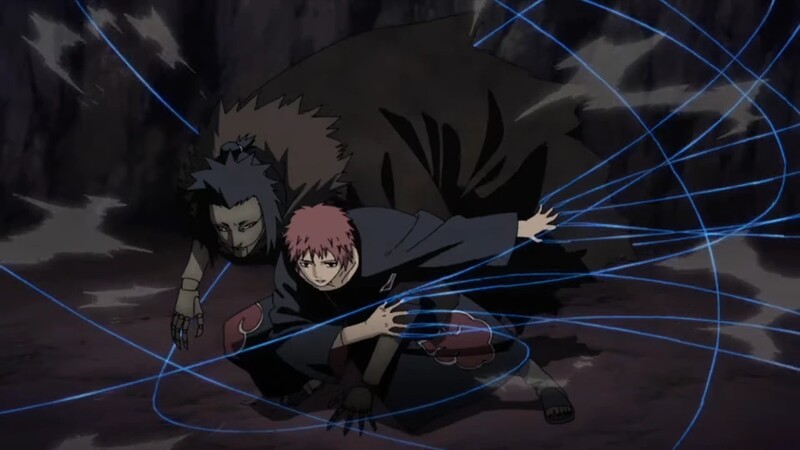 Sasori using the third Kazekage in his Human Puppetry technique