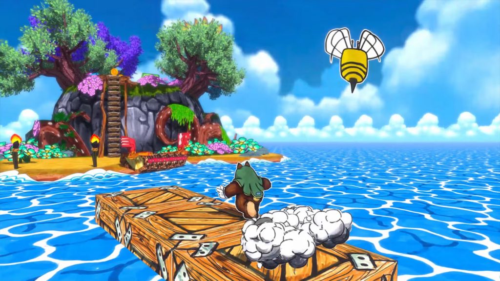 Ruffy running toward an island. 