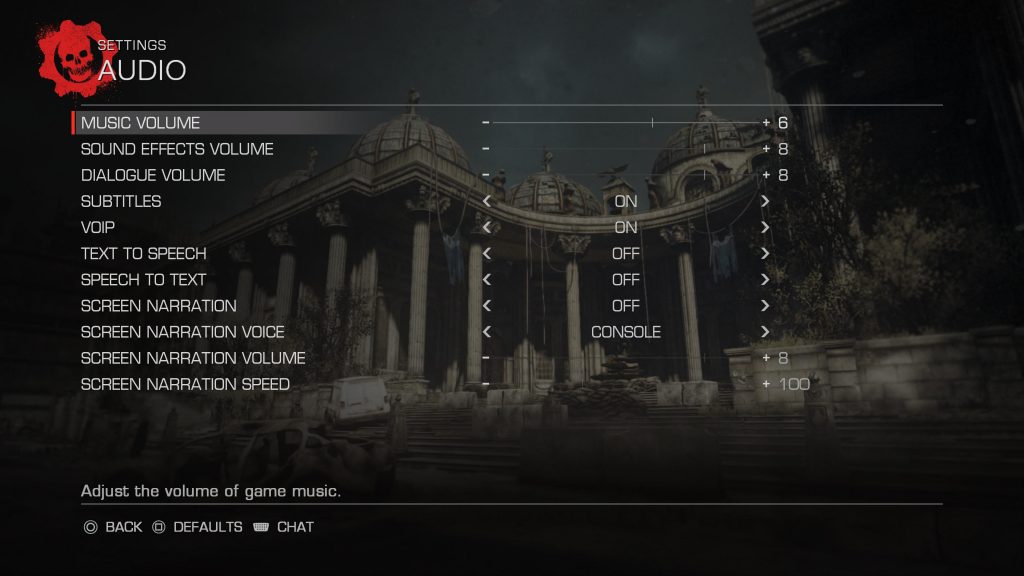 Accessibility screen - Gears of War: Reloaded