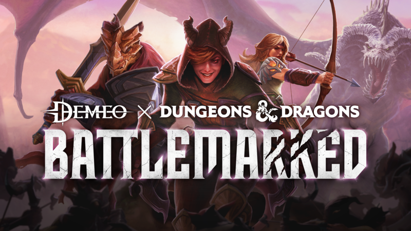 Dungeons and Dragon Heroes in background behind Battlemarked Banner