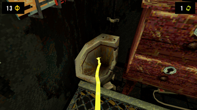 Clover Pit Taking a whiz in the decrypt toilet