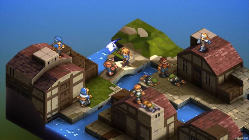 Ramza delivering an attack to an enemy