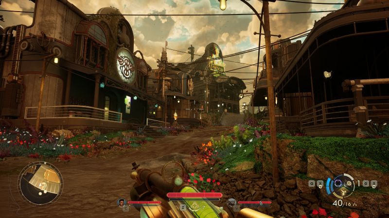 The Outer Worlds at the beginning of Fairfield town