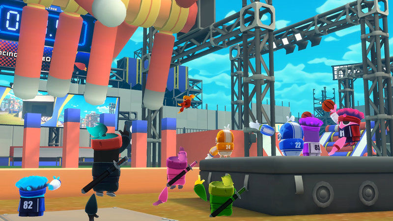 VR character watching someone run the course from the sidelines.