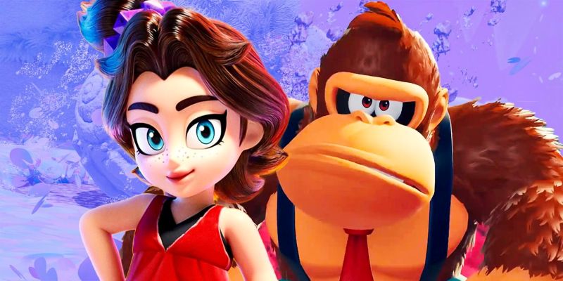 Donkey Kong Bananza up close shot of Pauline and DK