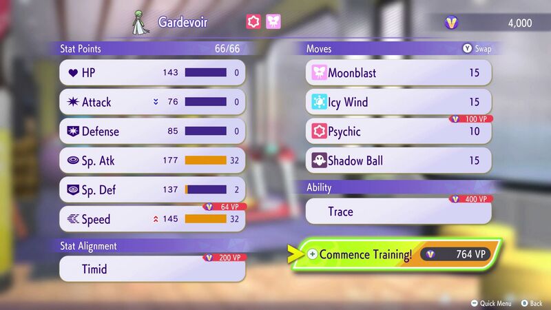 Pokemon champions training screen