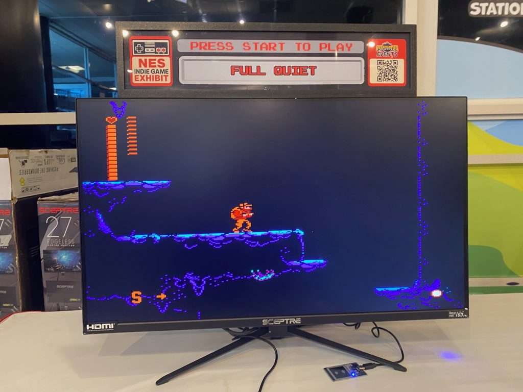 Metroid-inspired NES homebrew project, 'Full Quiet', playable at the 2025 Long Island Video Game Expo.