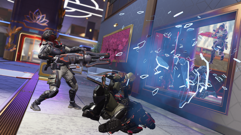Apex Legends characters breaking a wall and window