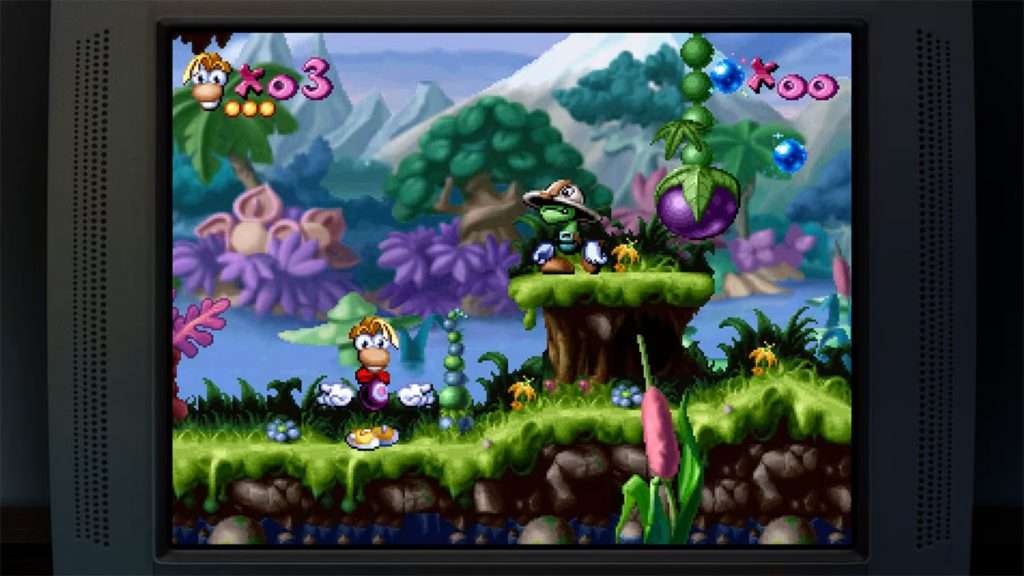 Rayman running through a level in Rayman (1995), featured in the Rayman 30th Anniversary collection.