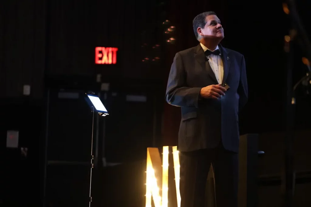 Reggie ready to present at the NY Video Game Awards 2026.