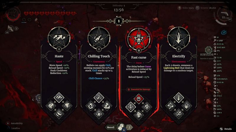 Grind Survivors power ups menu