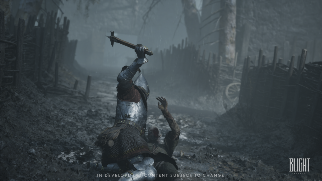 A Writhen moments before smashing in a zombie's head with a military hammer. Probably a finishing move.