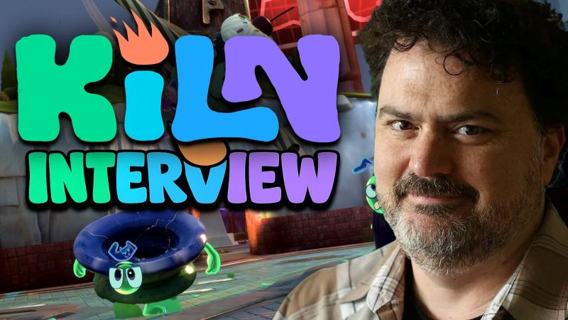 Kiln Interview thumb nail, up close shot of TIm Schaffer and colorful fonts in the back drop