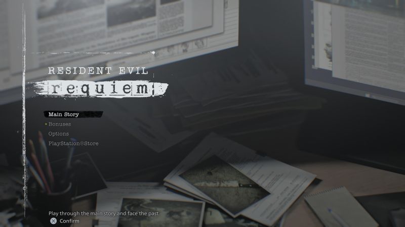 Resident Evil Requiem main menu