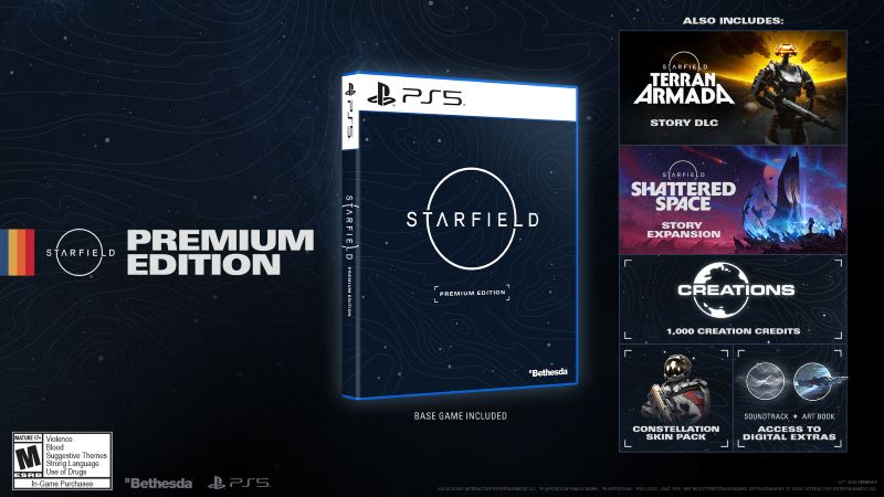 Starfield PS5 Premium Edition Promo Image with all contents available