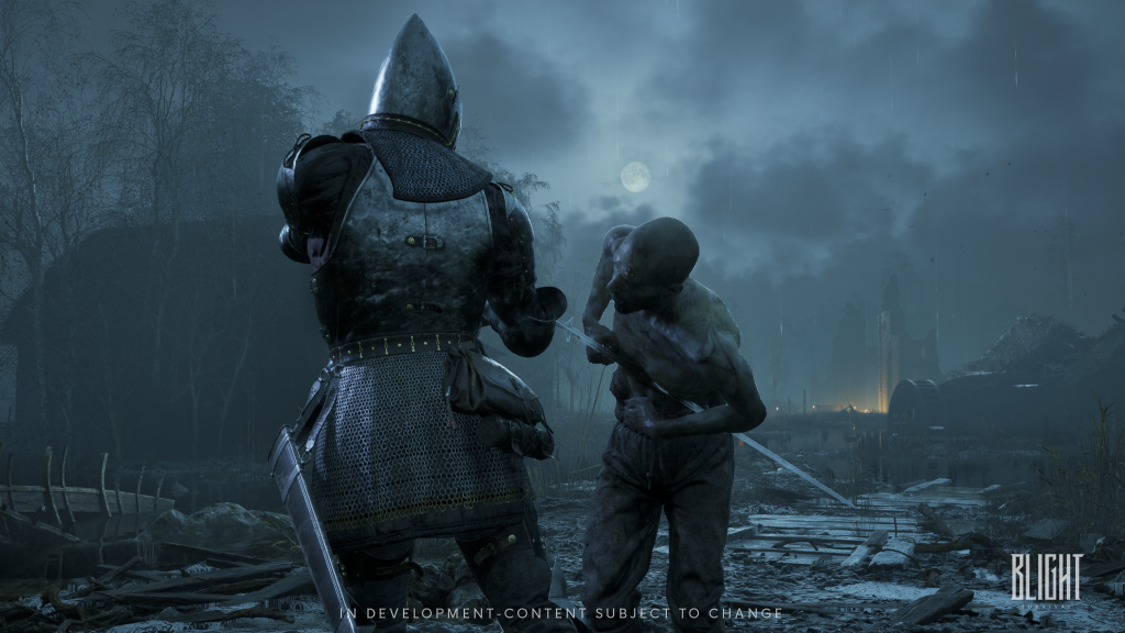 A Writhen stabbing a zombie through the abdomen.