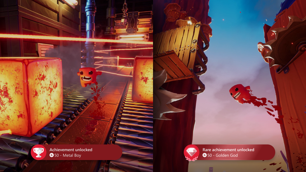 2 pix of Super Meat boy getting achievements