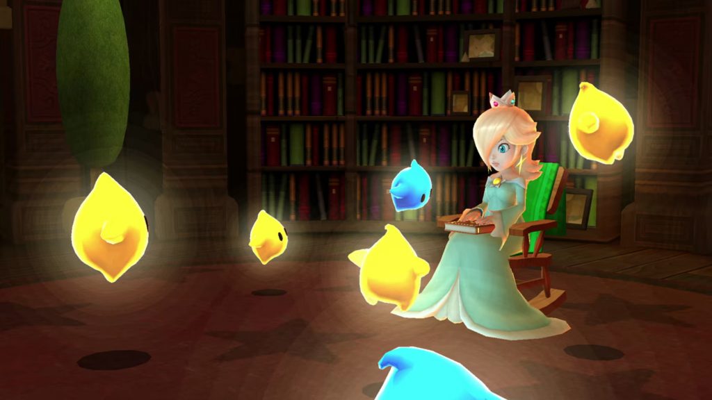Rosalina telling her Luma children a story in 'Super Mario Galaxy 1'.