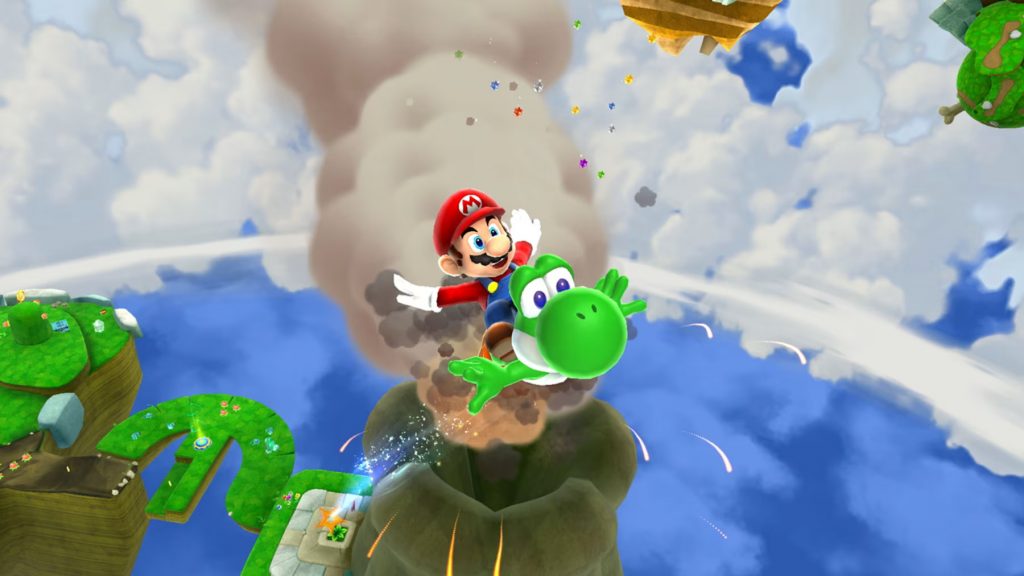 Mario riding his buddy Yoshi in 'Super Mario Galaxy 2'.