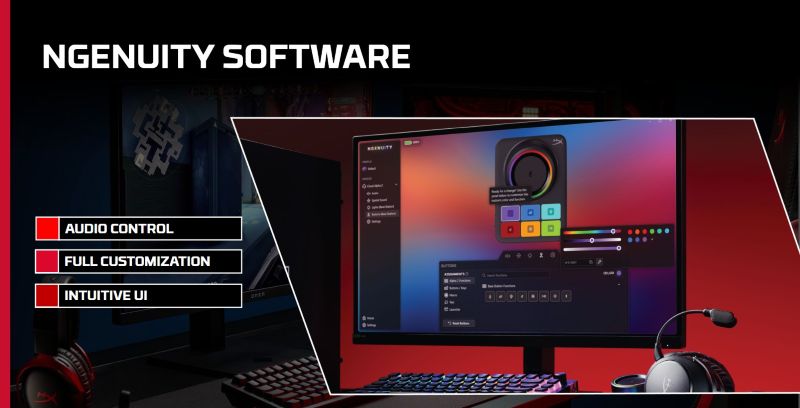HyperX NGENUITY Software Stylzied Image with key features bullet points