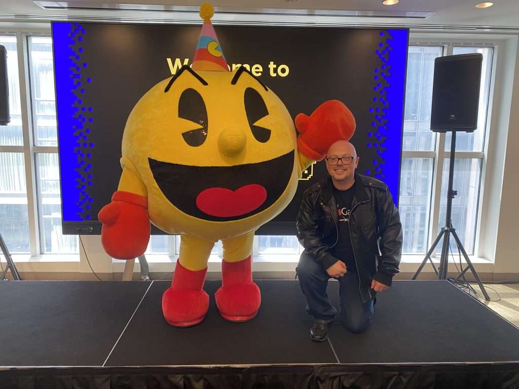 I proudly posed with the legendary Pac-Man himself.