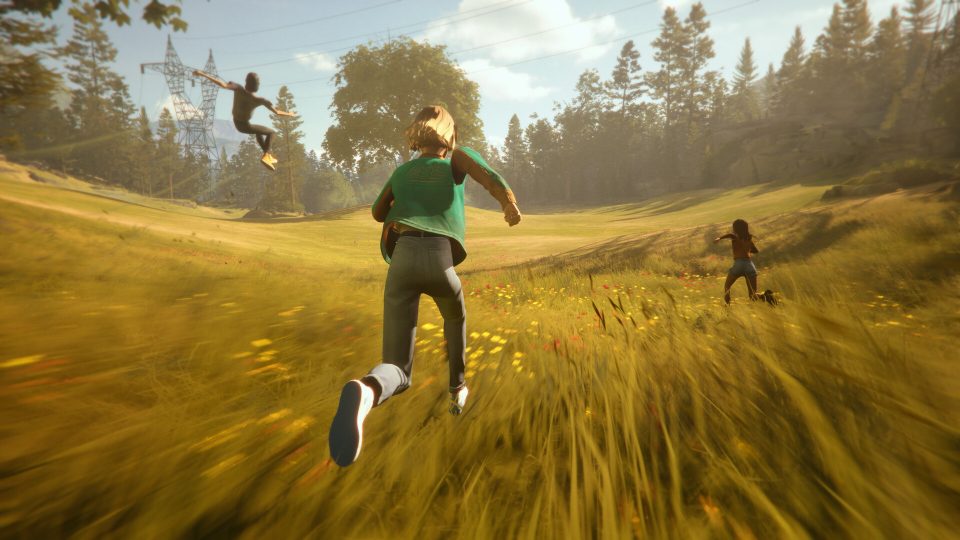 Stacy and her friends running alongside the wind.