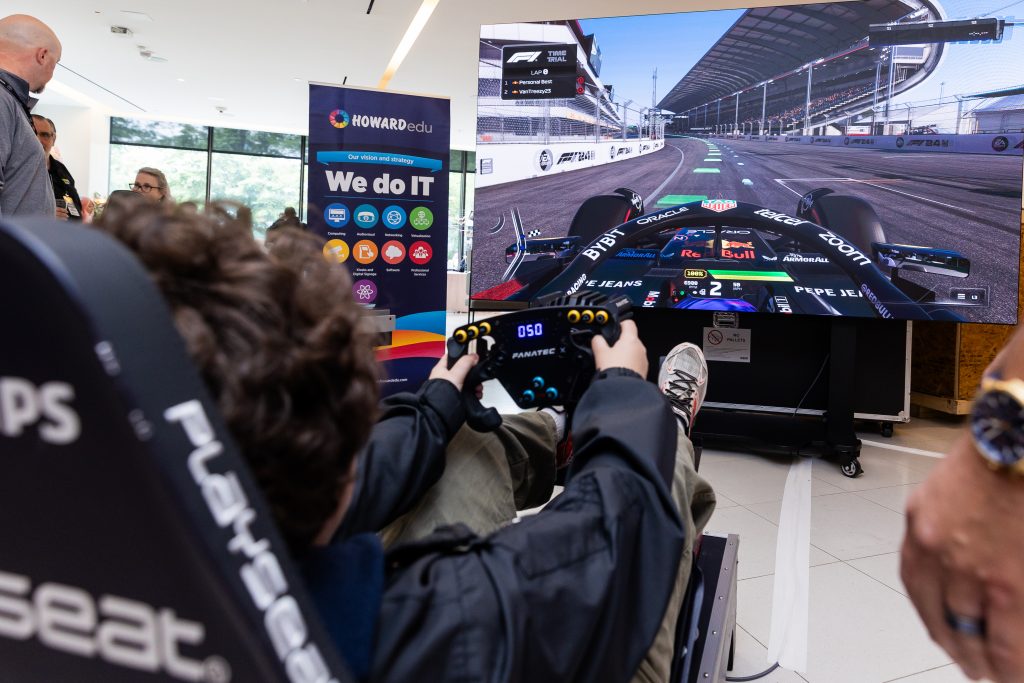 The Phillips demo station in action, showcasing their powerful panel technology playing 'F1'.