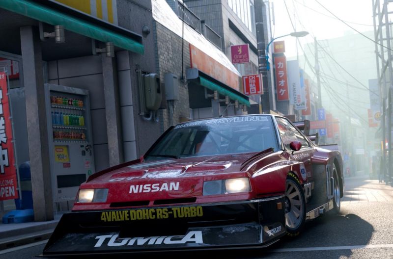 Nissan drag racer on the streets of Tokyo